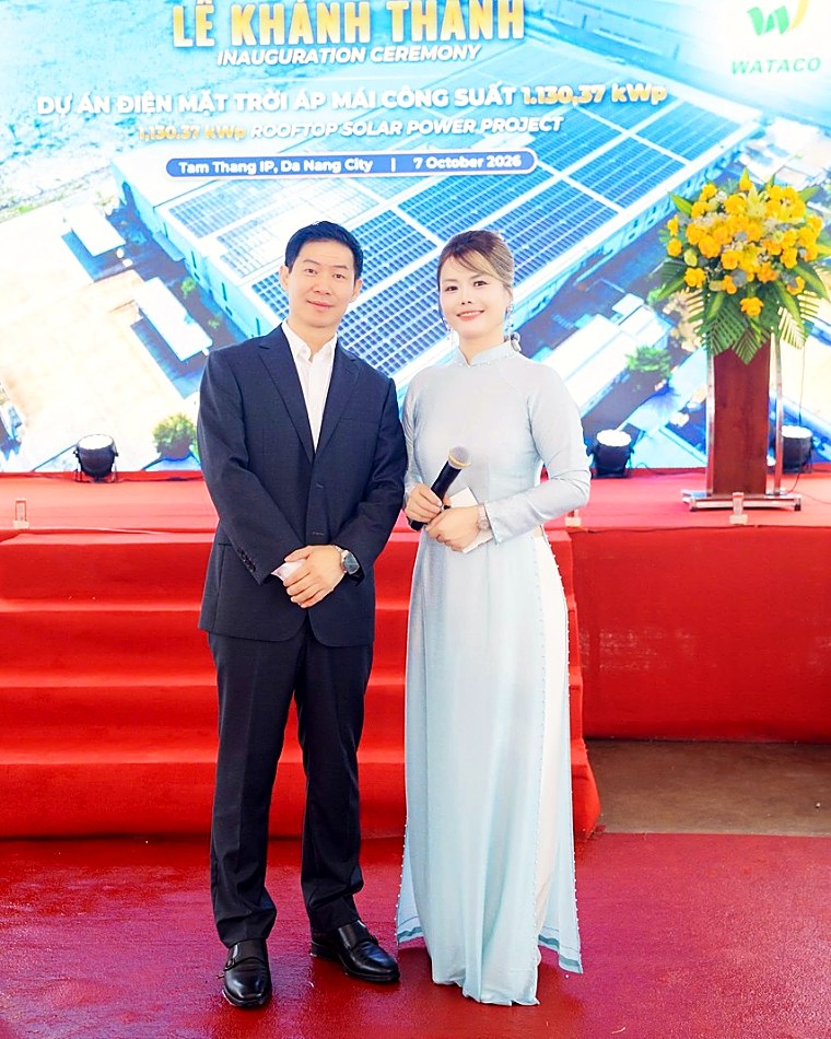 Rachel Thu dẫn lễ khánh thành điện mặt trời Amann Vietnam